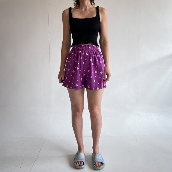 Vtg 90's Purple Celestial Sun High Rise Easy Shorts Size M Fairy Grunge - Picture 2 of 9